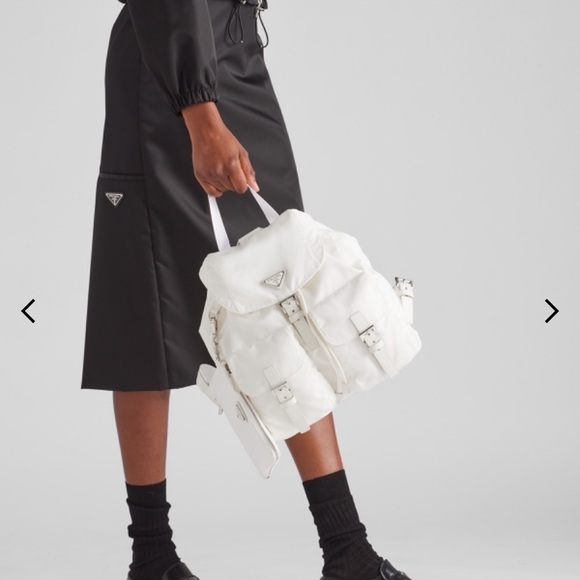 Prada white Re-Nylon medium backpack with pouch - Picture 1 of 16